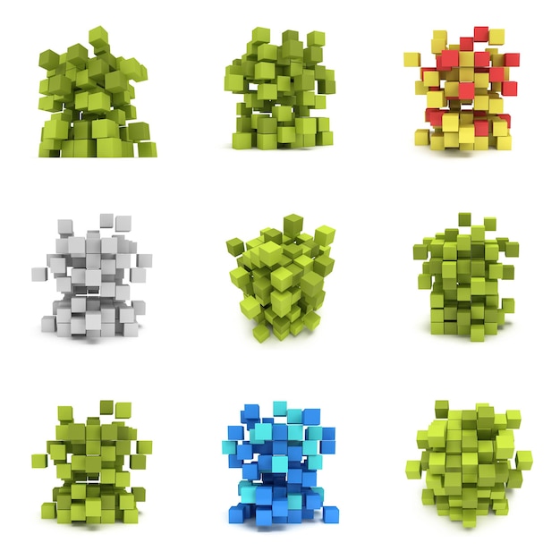 Set di cubi astratti 3d