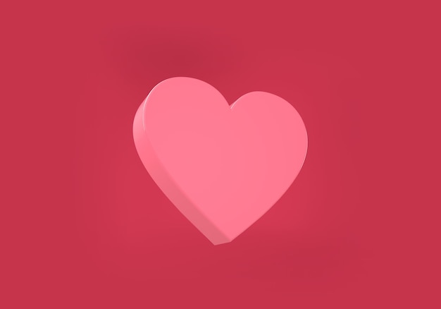 Set di design a forma di cuore 3D rosa pastello e rosso Elementi per il design del festival di San Valentino Collezione di sfondi geometrici per la visualizzazione di prodotti cosmetici Vista dall'alto