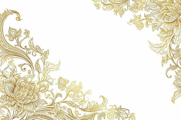 Set di disegni di cornice di lusso dorato su sfondo bianco o cornici decorative vintage con ornamenti floreali