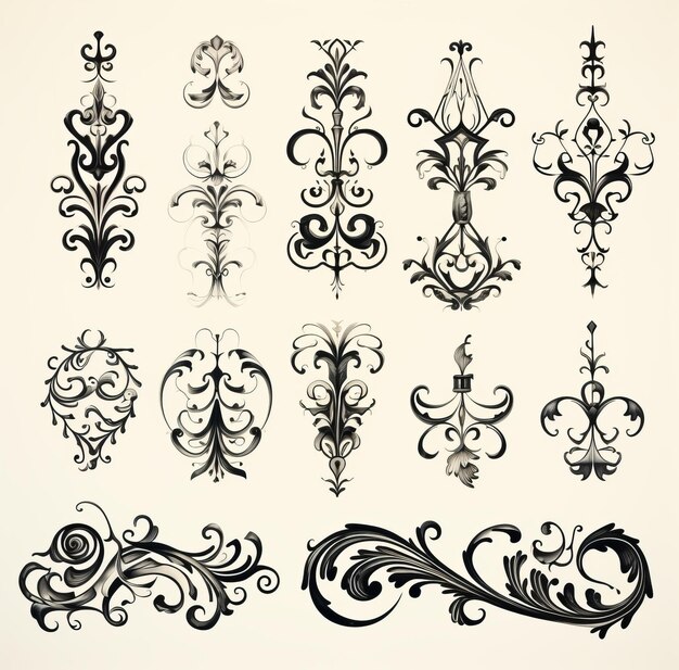 Set di eleganti elementi di design calligrafico rendono i tuoi disegni distintivi