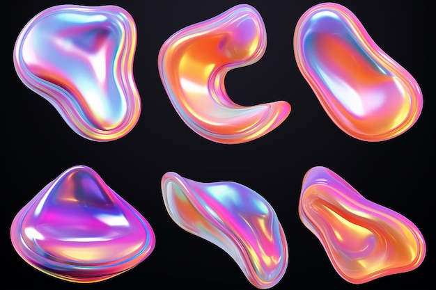 Set di elementi grafici moderni astratti Forme e linee colorate dinamiche Banner astratti gradienti con forme liquide fluide Modello per la progettazione di un volantino o di una presentazione del logo