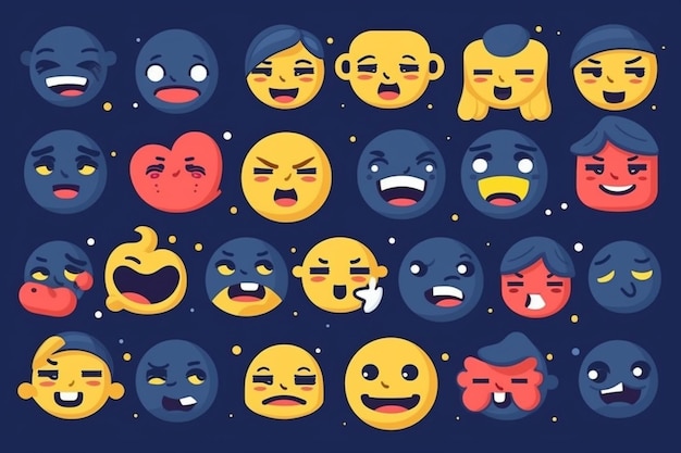 Set di emoticon facebook in stile piatto