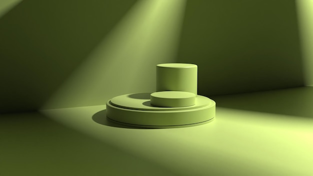 set di espositori per prodotti da podio con rendering 3d verde realistico