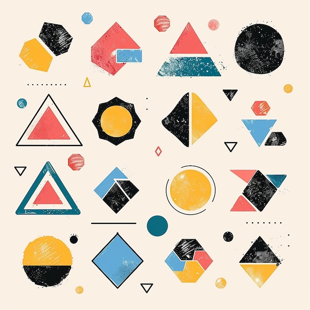 Set di forme geometriche riempite di colori