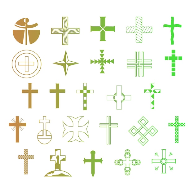 set di icone cristiane elementi effetto gradiente foto set vettoriale jpg