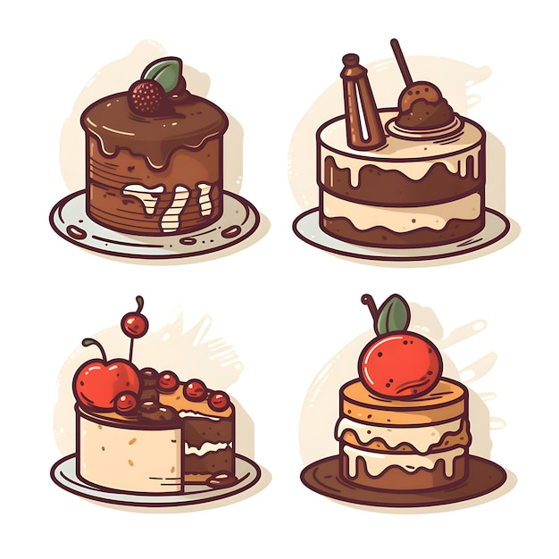 Set di icone della torta Illustrazione vettoriale di una serie di icone delle torte