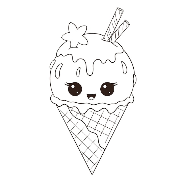 Set di illustrazioni di dessert Kawaii
