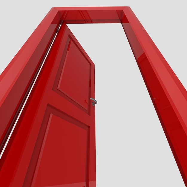 Set di illustrazioni per porte interne in legno rosso sfondo bianco isolato aperto chiuso diverso