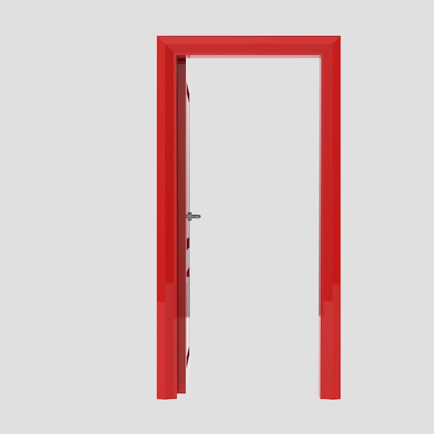 Set di illustrazioni per porte interne in legno rosso sfondo bianco isolato aperto chiuso diverso