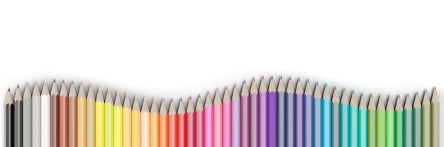 Set di matite colorate isolati su sfondo bianco.