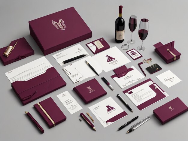 Set di modelli di identità aziendale premium Mockup di cancelleria aziendale con campione di logo Set di envelo