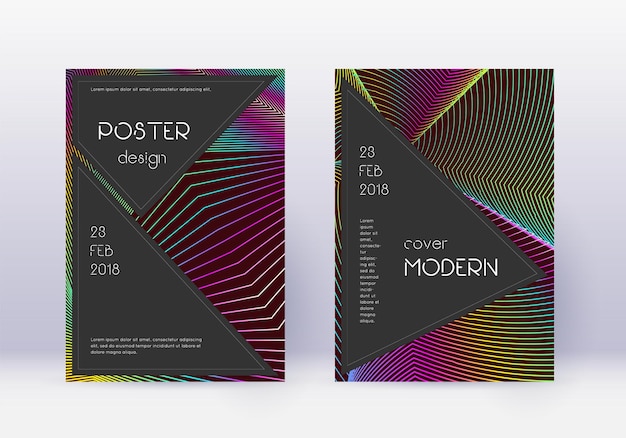 Set di modelli di progettazione di copertine nere Rainbow abstract