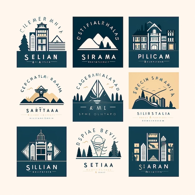 Set di modelli di progettazione di logo immobiliari creativi
