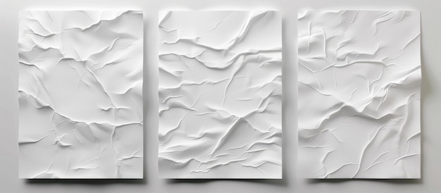 Set di modelli in bianco isolati per manifesti di carta da parati con effetto rugoso causato dalla colla