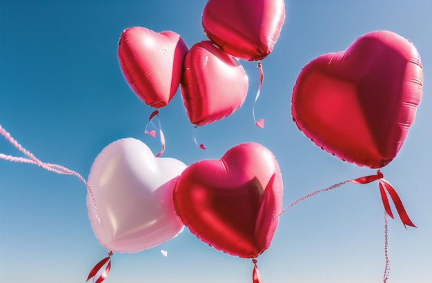 Set di mongolfiere in lamina Mazzo di palloncini a cuore Collezione Composizioni per la celebrazione del partito Decorazione di San Valentino AI generativa