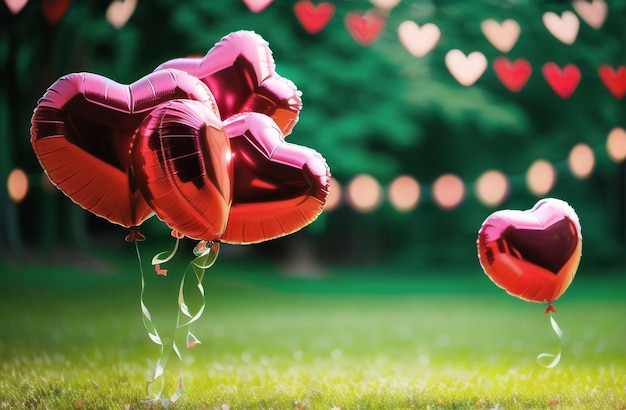 Set di mongolfiere in lamina Mazzo di palloncini a cuore Collezione Composizioni per la celebrazione del partito Decorazione di San Valentino AI generativa