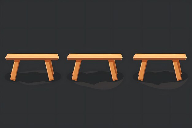 Set di panchine in stile scandinavo 8 Bit Pixel con linee pulite e Game Asset Design Concept Art