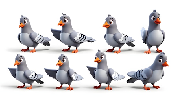 Set di personaggi PIGEON 3D