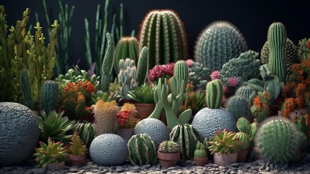 Set di piante di cactus piante grasse Generative AI