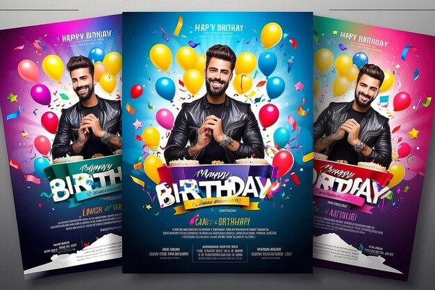 Set di poster verticali di compleanno con palloncini colorati