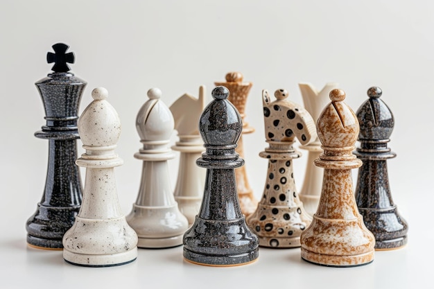 Set di scacchi in legno isolato su uno sfondo trasparente