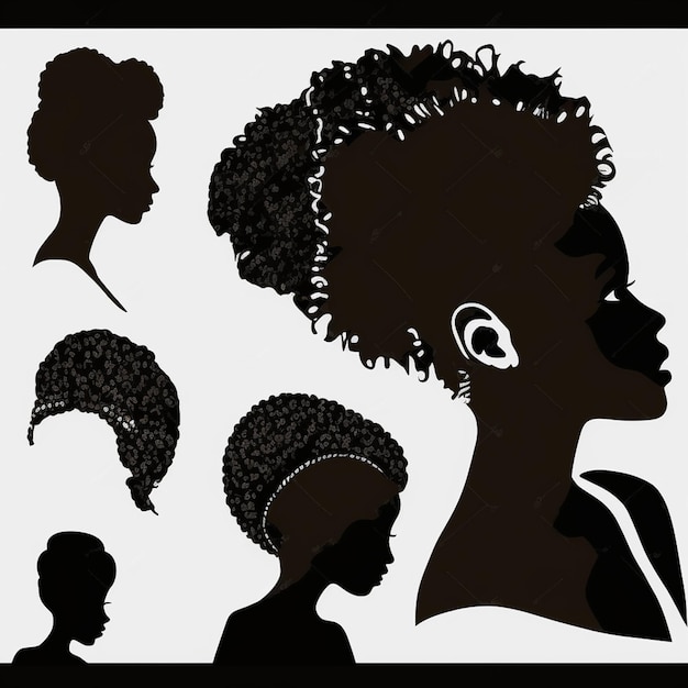 Set di silhouette di donne nere su uno sfondo bianco
