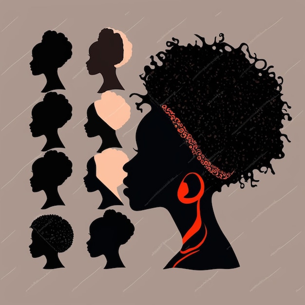 Set di silhouette di donne nere su uno sfondo bianco