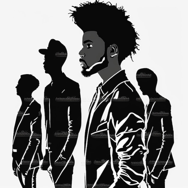 Set di silhouette di uomini neri su uno sfondo bianco