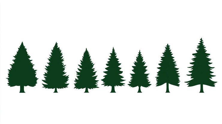 Foto set di silhouette sempreverdi alberi forestali per il design illustrazione naturale grafica verde