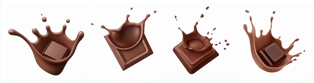 Set di splash di cioccolato