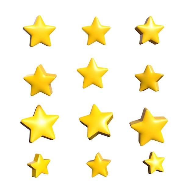 Set di stelle gialle 3D