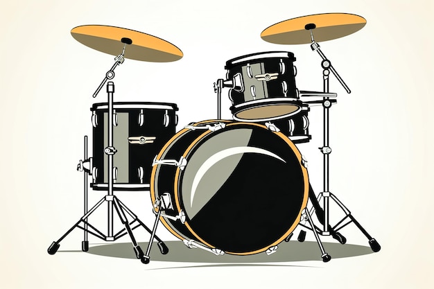 Set di tamburi realistici isolati su sfondo bianco