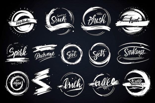 Set di tratti di pennello scribble logo segno design elemento icona