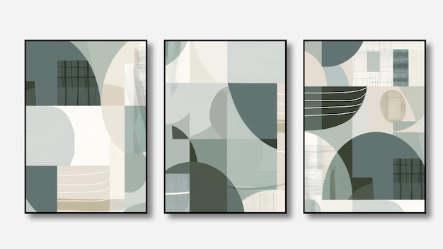 Set di tre sfondi astratti modelli artistici geometrici illustrazioni