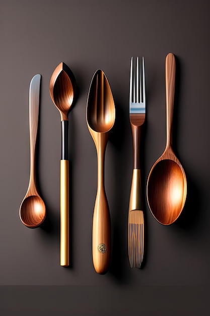 Set di utensili in legno con finitura rustica