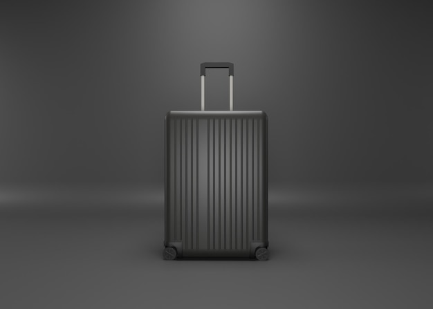 Set di valigie nere su sfondo scuro mockup di valigie classiche nere e scure
