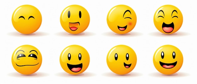 Set di vettori di emoticon sorridenti su sfondo bianco