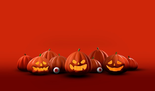 set di zucca isolato su rosso