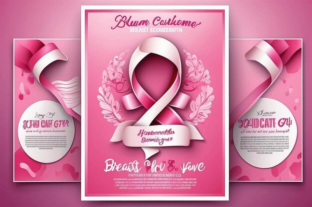 Set festivo a nastro Colore brillante Collezione di logo di icone isolata su sfondo bianco Cancro al seno