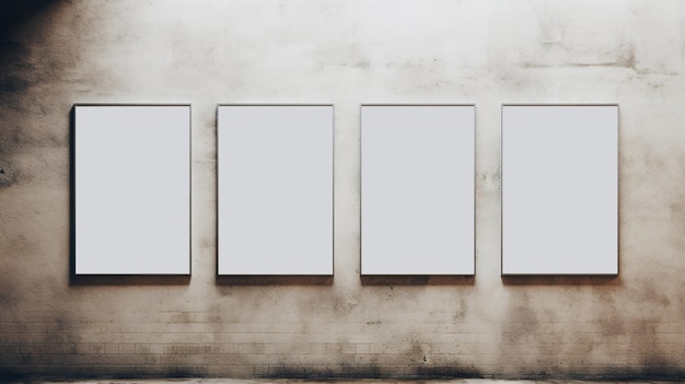 Set generativo di AI di quattro poster che simulano un modello di arte di sfondo minimalista in bianco