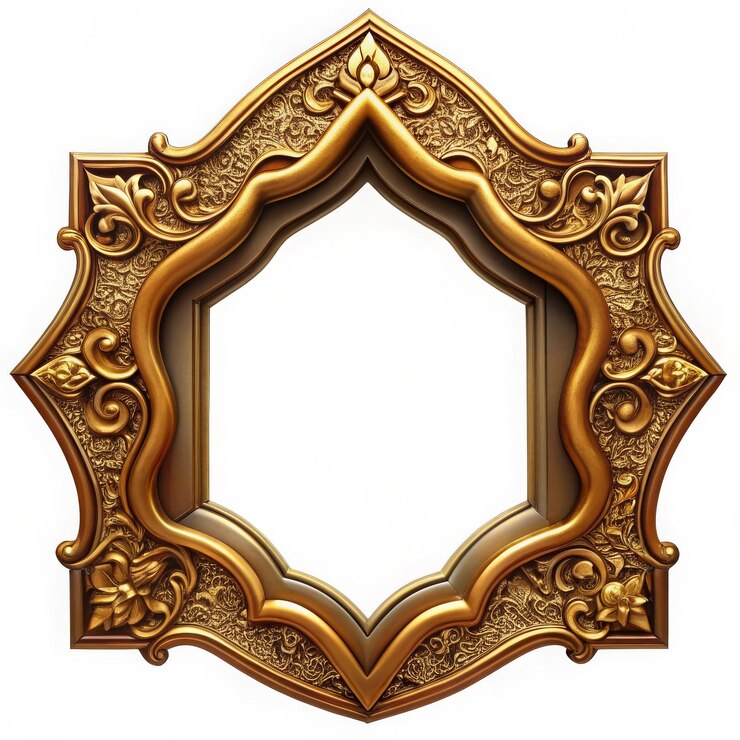 Set of Decorative vintage frames and borders setGold photo frame with corner Thailand line floral fo