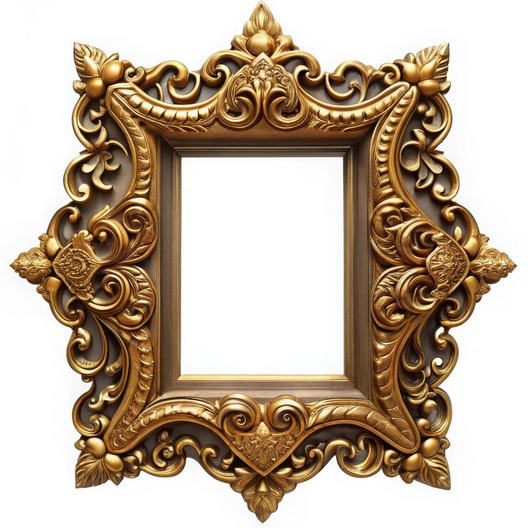 Set of Decorative vintage frames and borders setGold photo frame with corner Thailand line floral fo