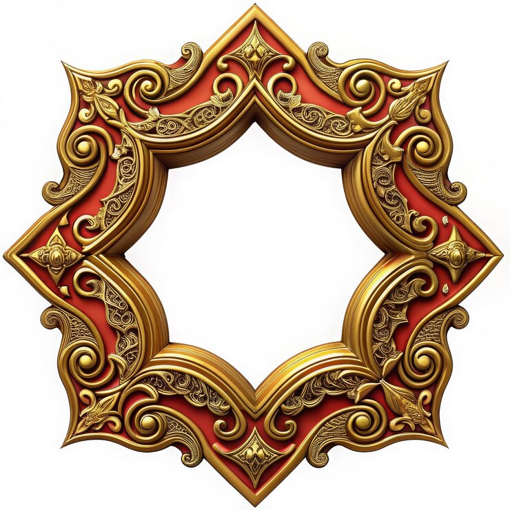 Set of Decorative vintage frames and borders setGold photo frame with corner Thailand line floral fo