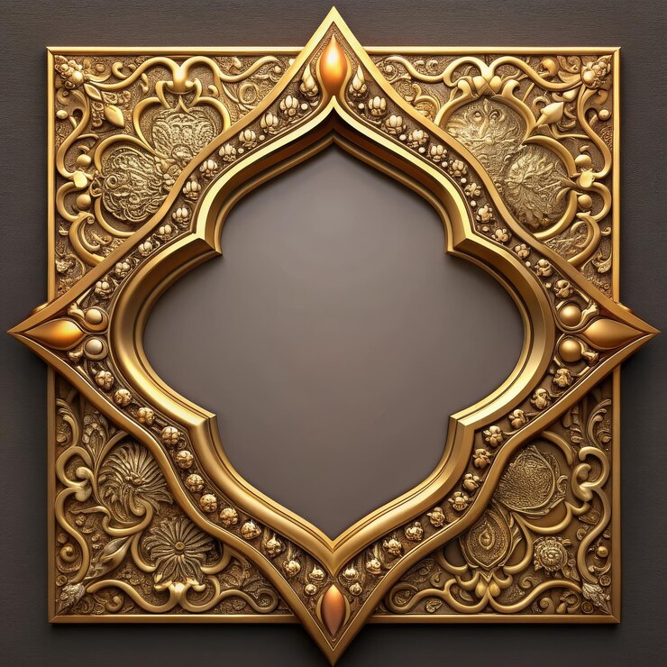 Set of Decorative vintage frames and borders setGold photo frame with corner Thailand line floral fo