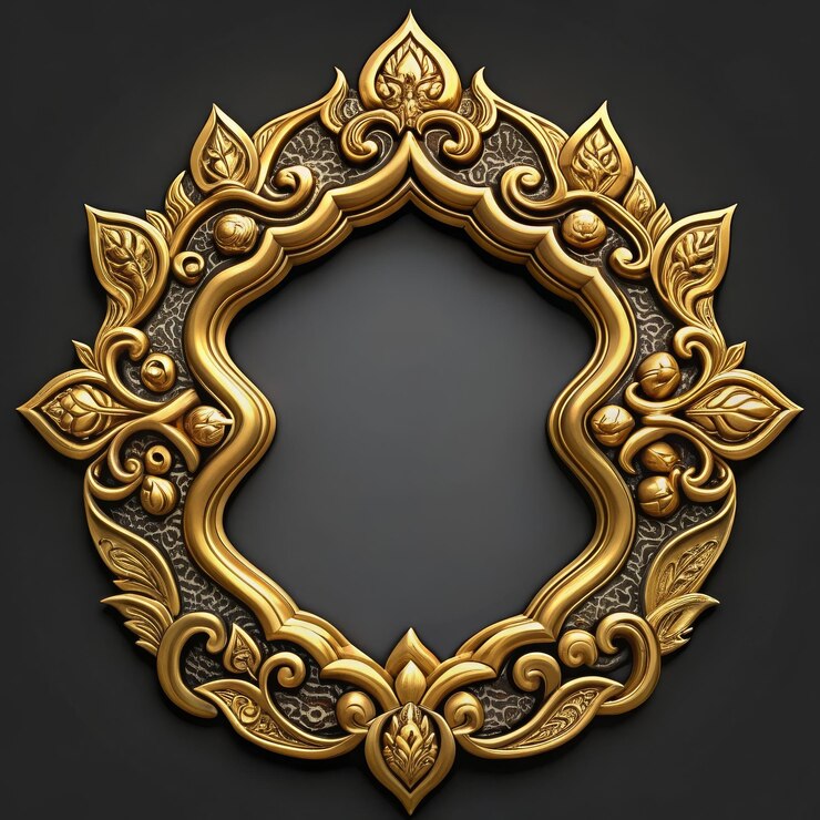 Set of Decorative vintage frames and borders setGold photo frame with corner Thailand line floral fo