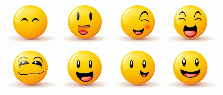 Photo set of smiling emoticon vector on white background