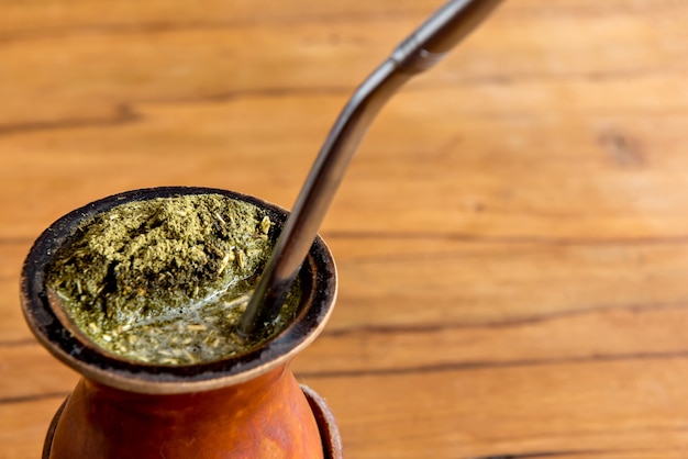 Settimana tradizionale nel sud del Brasile. Farroupilha Settimana dei Gauchos.Tradizionale sudamericano Yerba Mate (chimarrao in Brasile).