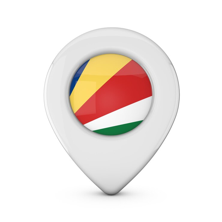 Photo seychelles flag location marker icon 3d rendering
