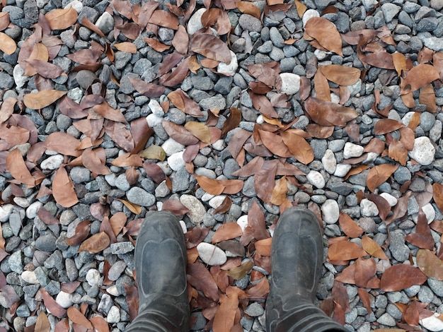 Sezione bassa di una persona in piedi a terra