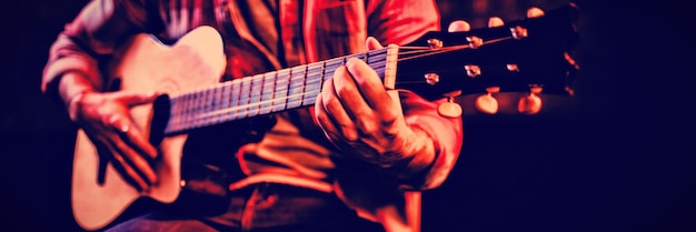 Sezione mediana dell'uomo che suona la chitarra